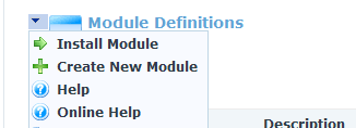Module definition menu