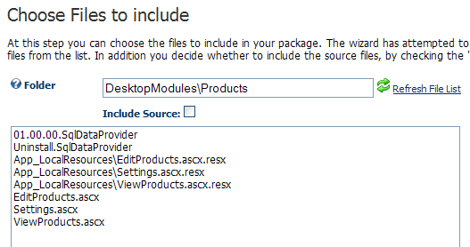 Choose files to include