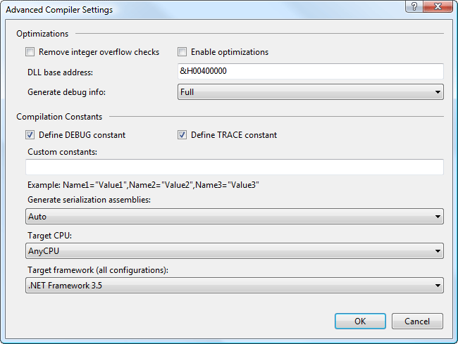 Advanced Compiler settings