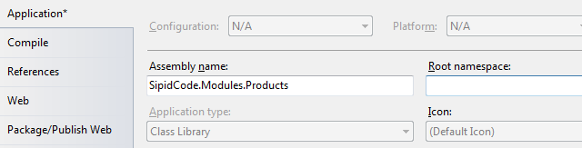 Project settings screen