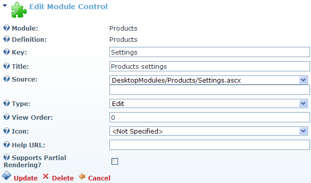 Settings control definition