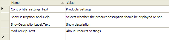 Settings control resource file